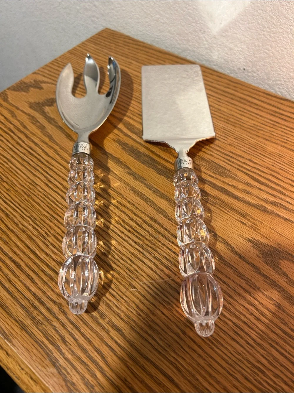 Mikasa Clear Crystal Handle Serving Fork and Spade Set
